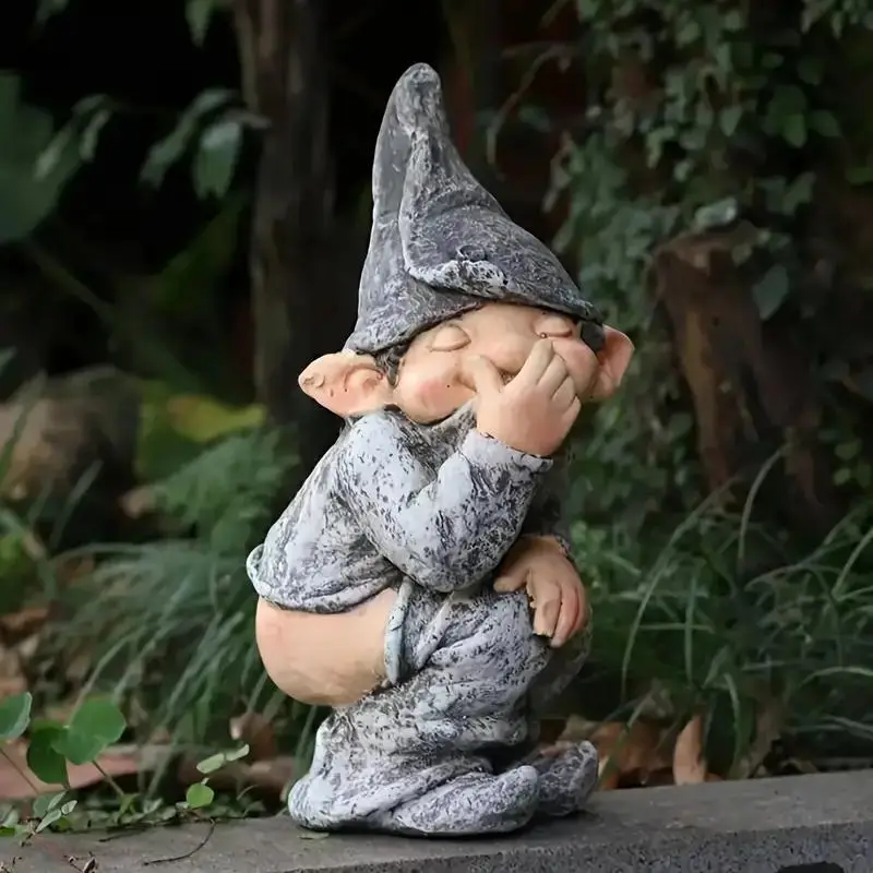 Garden Gnome Statue, Cute Dwarf Design Resin Garden Ornament, Garden Decor for Home Yard Lawn, Garden Decoration Supplies, Garden Accessories