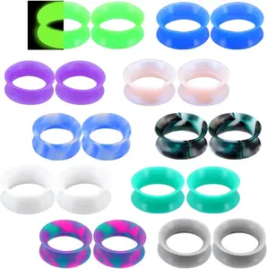 20PCS Soft Silicone Ear Gauges Flesh Tunnels Plugs Stretchers Expander Double Flared Flesh Tunnels Ear Piercing Jewelry