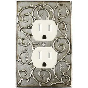 Meriville French Scroll Electrical Outlet Wall Plate Cover, Hand Painted Single Duplex receptacle outlet cover