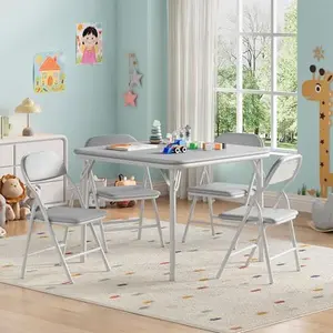 Folding Table and Chairs Set, Boys and Girls Activity Table and Chairs Set for Dining Room,Daycare,Classrooms