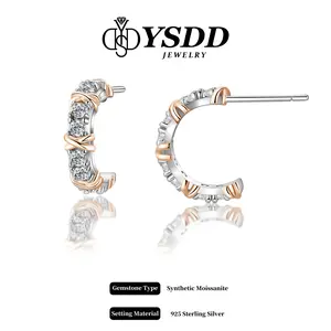 【#285】Synthetic Moissanite X Earring in 925 Sterling Silver 1.6Carat