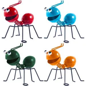 4 Pack Colorful Cute Metal Ant Garden Wall Art Decorative Yard Decorations Outdoor Lawn Wall Sculptures
