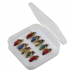 10pcs Artificial Insect Fishing Lures, Fast Sinking Brass Bead Fly Fishing Bait, Trout Fishing Lure Hooks, Ideal for Hook Fishing