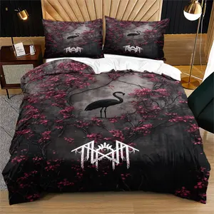 Sleep Token Band Mystical Print Duvet Set, Includes One Fitted Sheet and Two Pillowcases, Soft Comfort Bedroom Bedding Sets