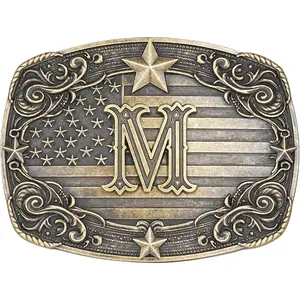 Western Cowboy Belt Buckle for Men Women Initial Letter A to Z Texas Buckle hebillas vaqueras para hombre