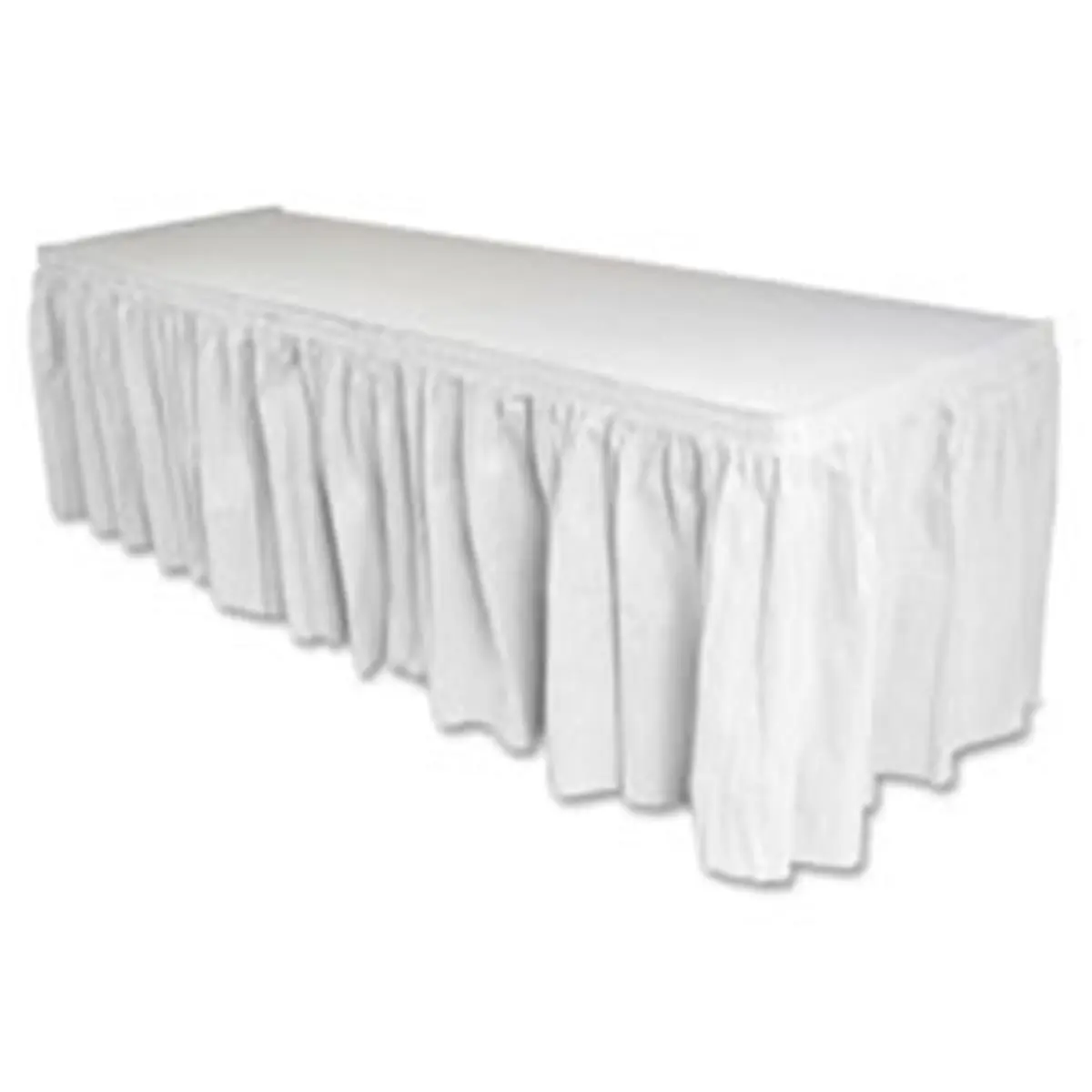 212 MAIN Pleated Polyester Table Skirting - 29 in. x 14 ft. - White, Self-Adhesive, Decoration with Pleated Look