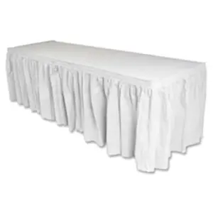 212 MAIN Pleated Polyester Table Skirting - 29 in. x 14 ft. - White, Self-Adhesive, Decoration with Pleated Look