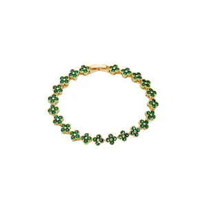 Four Leaf Clover Colorful Diamond Bracelet European American Fashion Design Luxurious Alloy Zircon Inlaid