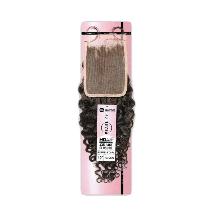 Sensationnel Pearlish 100% Virgin Remy Hair HD Transparent Lace 4x5 Lace Closure - BURMESE CURL 12"