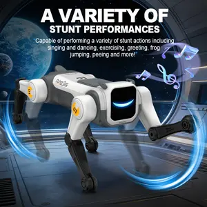 Magic Flip Ai Trick Robot Dog, Voice Control, Backflip, Sideflip, Frog Jump, Dance, Program, Lights, Greeting, One-Button Demo, Includes Screwdriver, Unisex Ai Toy