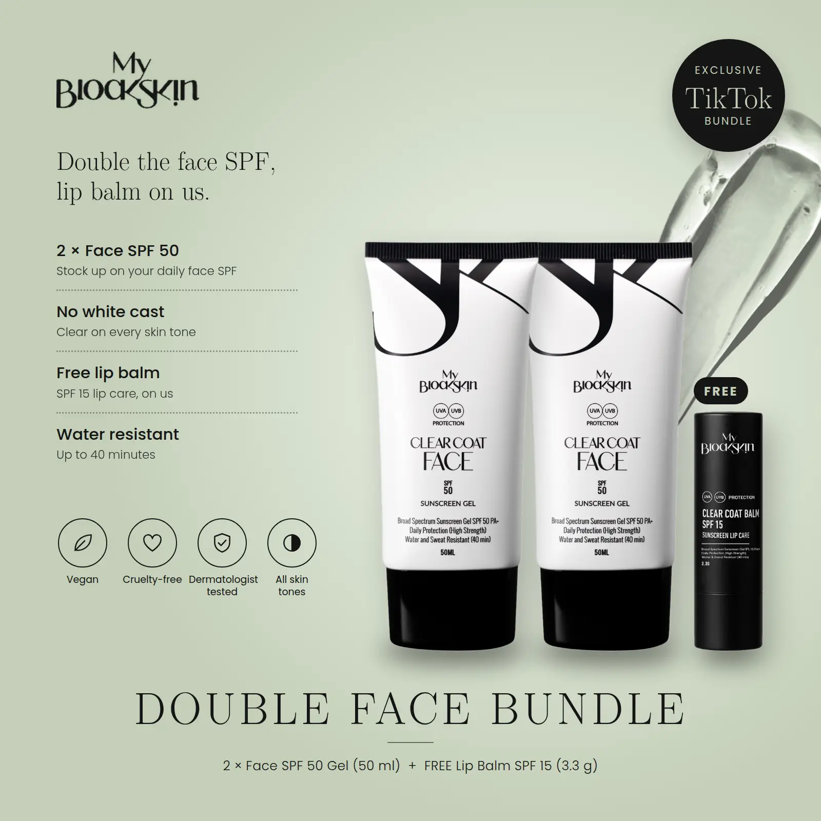 CLEAR COAT FACE DOUBLE UP SPF 50 | Invisible Sunscreen, No White Cast for All Skin Tones