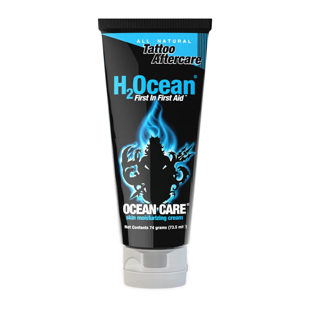 H2Ocean Care Tattoo Cream 2.5 oz - Gentle Water-Based Moisturizer with Sea Minerals & Aloe Vera for Tattoo Aftercare