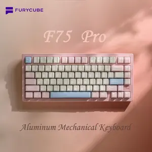 FURYCUBE F75 Pro 75% Creamy Custom Mechanical Keyboard - Full Aluminum Construction, Gasket Mount, Wireless Tri-Mode, RGB Backlit, Hot-Swappable Switches, PBT Keycaps for Gaming & Work