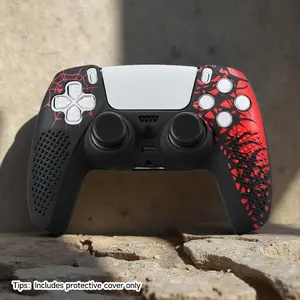 Silicone Game Controller Protective Case, Game Controller Protector with 2 Thumb Grip Cap, Soft Shell Protector, Console Accessories for PS5 Controller