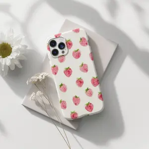 Watercolor Summer Strawberries Phone Case, Fruit Lover Girl Tough Phone Case, Gift for her, Cute, Aesthetic Gift