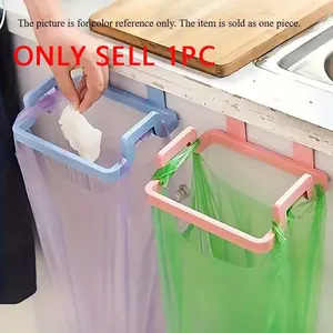 Plastic Garbage Bag Holder Bracket, Adjustable Kitchen Cabinet Door Hanging Trash Storage Rack, Multi-Purpose No Drilling Cloth Hanger for Sink, Home Organizer Support Stand, Cabinet Trash Can