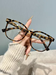 Women's Tortoiseshell Round Frame Glasses, College Style Cute Decorative Flat Lens Eyewear, Fashionable and Comfortable Eyeglasses, Trendy Casual Eyeglasses, Fashionable Frames Glasses