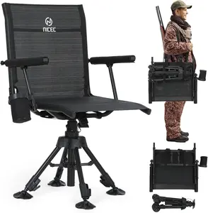 Outdoor Swivel Hunting Blind Chair - 360° Silent Rotation, 4-Leg Height Adjustable, Portable Ground Hunting Chair (Heated Version Available)