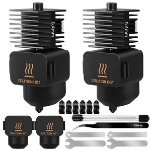 2 Pack Hotend Kit for Bambu Lab A1/A1 Mini,  Printer Hot End Upgrade Hardened Steel Nozzle 0.2/0.4/0.6mm Replacement with 4 count  Cover Sock Cleaning Kit Hotend for Bambu Lab A1/A1 Mini