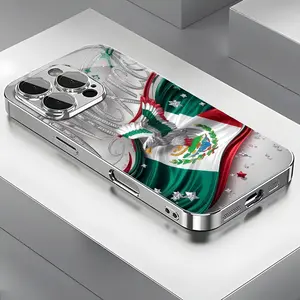 Phone case with Mexican flag design, Suitable for iPhone 11, 12, 13, 14, 15, 16, 17 PIUS, Pro, and Promax
