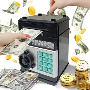 Mini ATM coin piggy bank, cash coin piggy bank, perfect birthday gift toy, money box, electronic coin piggy bank for children aged 3 to 12