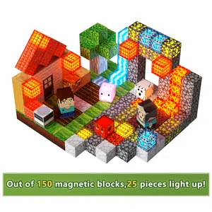 Magnetic Blocks 150PCS with 25 Light Up Cubes | STEM Montessori Educational Toys for Kids | Creative Building Set with Vibrant Colors and Durable Design