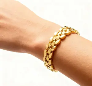 Modern Gold Plated Honeycomb Bangle, Stackable Bracelet