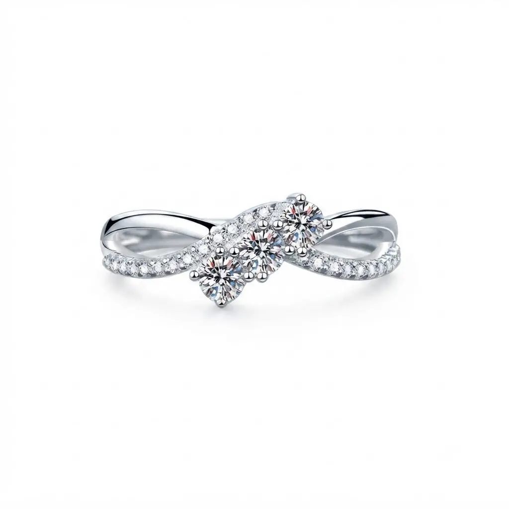 (Infinity Band）925 Sterling Silver Synthetic Moissanite Ring