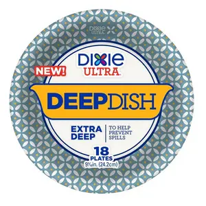 Dixie DXE15951 9.56 in. Ultra Deep Dish Round Paper Plate, Blue & Yellow - Pack of 18
