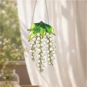 Lily of the Valley Hologram Suncatcher, Floral Window Hanging Prism, Crystal Sun Catcher Gift, Garden Decor, Spring Home Ornament