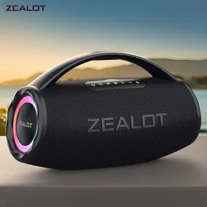 80W【ZEALOT 】 portable wireless speaker, high fidelity sound effects, RGB ambient lighting, IPX6 waterproof, TWS pairing, bidirectional fast charging 16000mAh, supports 10 hours of continuous playback. Ideal choice for family, car, outdoor and party