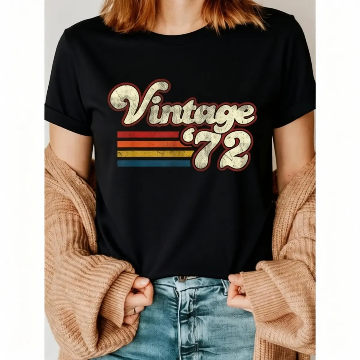 100% Cotton Unisex Vintage 1972 Birthday T-Shirt Vintage Retro Birthday Tees