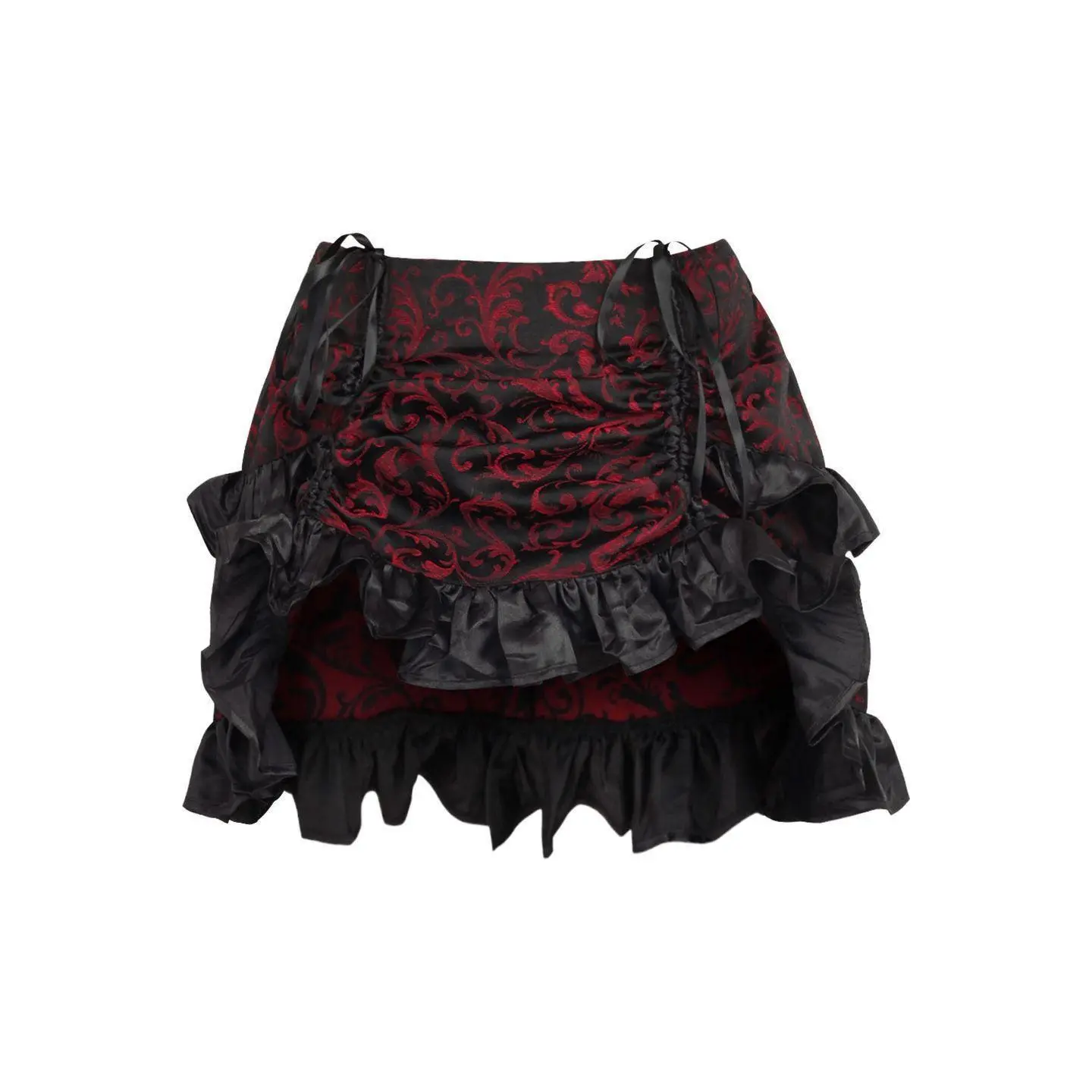 Red/Black Brocade Ruched Bustle Skirt Red/Black Brocade Ruched Bustle Skirt