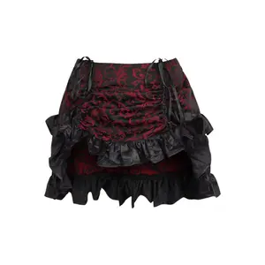 Red/Black Brocade Ruched Bustle Skirt