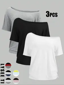 Women's Solid Color Tee, Casual Basic Essential Short Sleeve T-shirt Top, Ladies Clothes for All Seasons, Womenswear Women's Solid Color Tee, Casual Basic Essential Short Sleeve T-shirt Top, Ladies Clothes for All Seasons, Womenswear