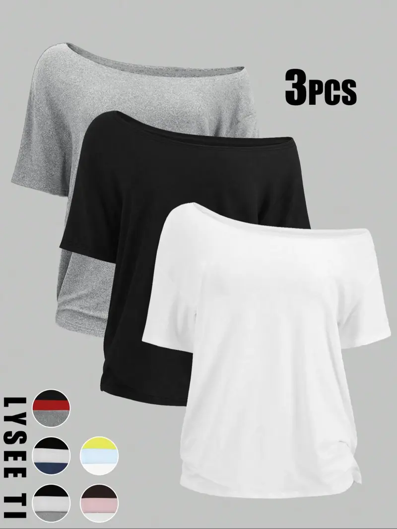 Women's Solid Color Tee, Casual Basic Short Sleeve T-shirt for Daily Wear, Ladies Clothes for All Seasons, Womenswear