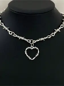 1 PC Small Wire Brambles Iron Heart Choker Necklace Women Hip-Hop Gothic Punk Style Barbed Wire Little Thorns Chain Choker Gifts