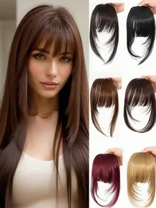 Clip-On Synthetic Bangs & Sideburns, Natural Invisible Seamless Air Bangs, Lightweight Daily Hair Piece for Women, 1pc Hair Extension