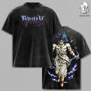 Broly The Legendary Vintage Washed Graphic Tee, DBZ T-Shirt, Relaxed Fit, Heavyweight Cotton, Unisex Streetwear Casual Wear, Gift for Anime Fans, Gym Pump Cover