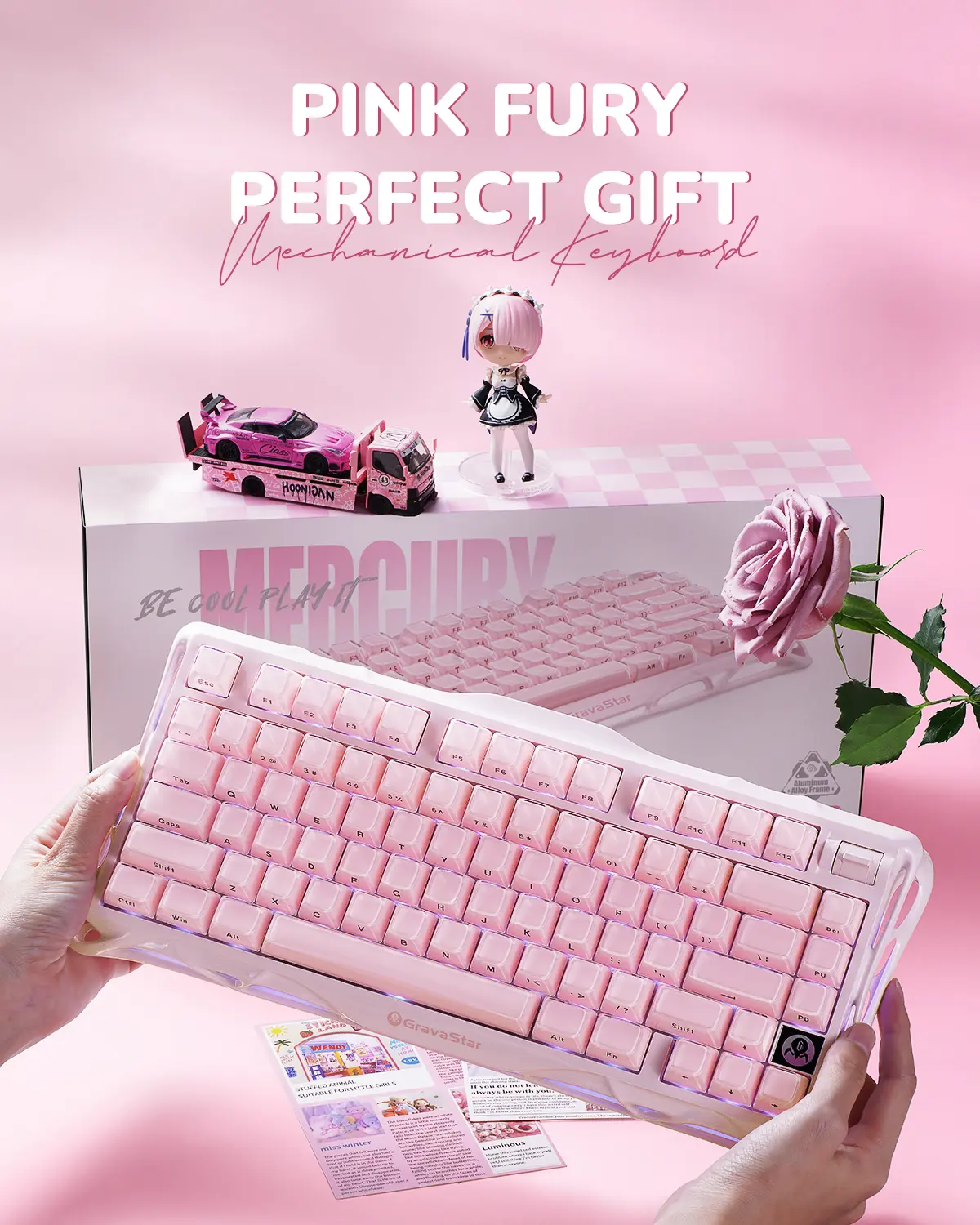 GravaStar Mercury K1 - Sakura Pink 75% Pink Wireless Creamy