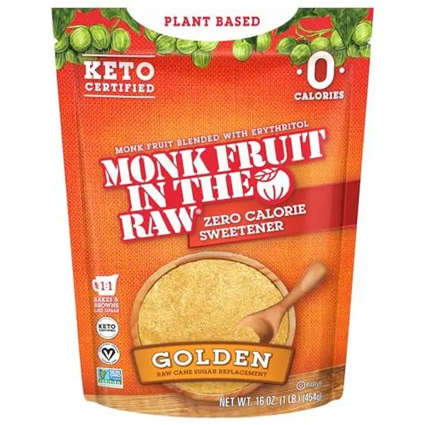 MONK FRUIT IN THE RAW, Golden 16 oz Baker's Bag, Pack of 1, Natural Monk Fruit Sweetener w/Erythritol, Sugar-Free