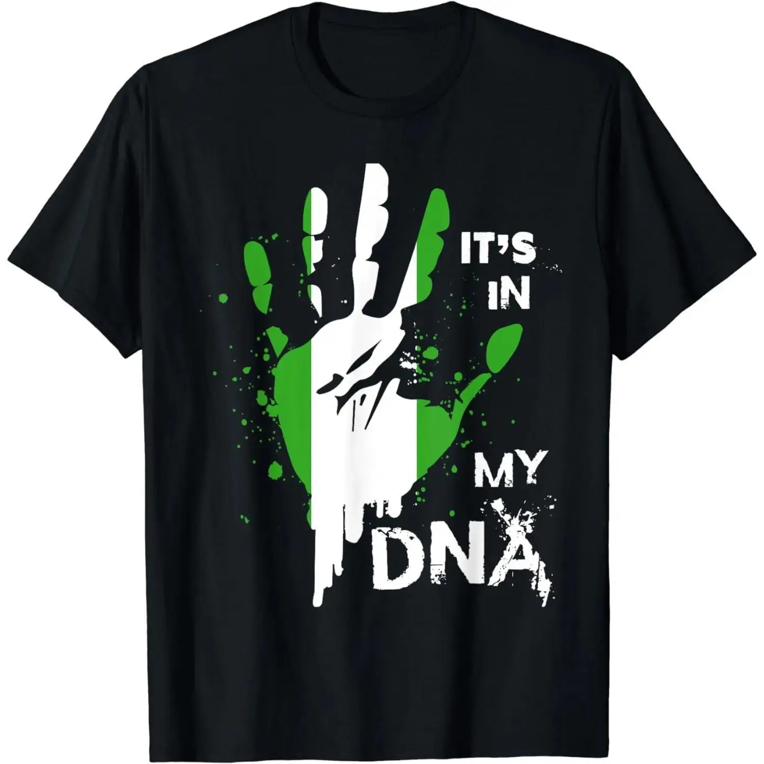 Nigerian DNA Flag Graphic Tee - Proud Nigeria Fingerprint T-Shirt