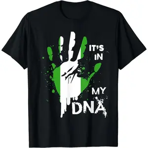 Nigerian DNA Graphic Tee - Proud Nigeria Fingerprint Flag T-Shirt
