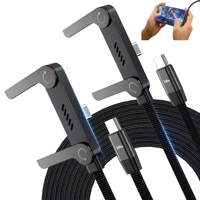 240W Super Fast Charging Invisible Stand USB Type-C Charger Cable - 2-in-1 Connector with Phone Holder, Fast Chargers for Gaming, Car Travel, Versatile Use with Smartphones