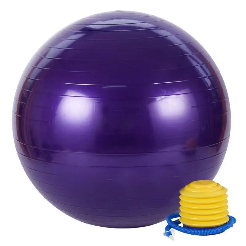 65cm Purple Anti-Burst Non-Slip Yoga Ball - Includes Quick Pump for Quick Inflation, Core Strength, Home Workouts, Flexibility, Pregnancy Support