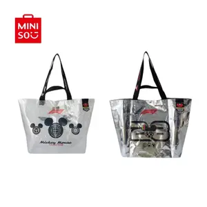 MINISO x Disney F1 Series Mickey Mouse Tote Bag, Large Capacity Eco-Friendly Shopping Handbag, Stylish Racing-Themed Unisex Shoulder Bag for Daily Use#Summervibes