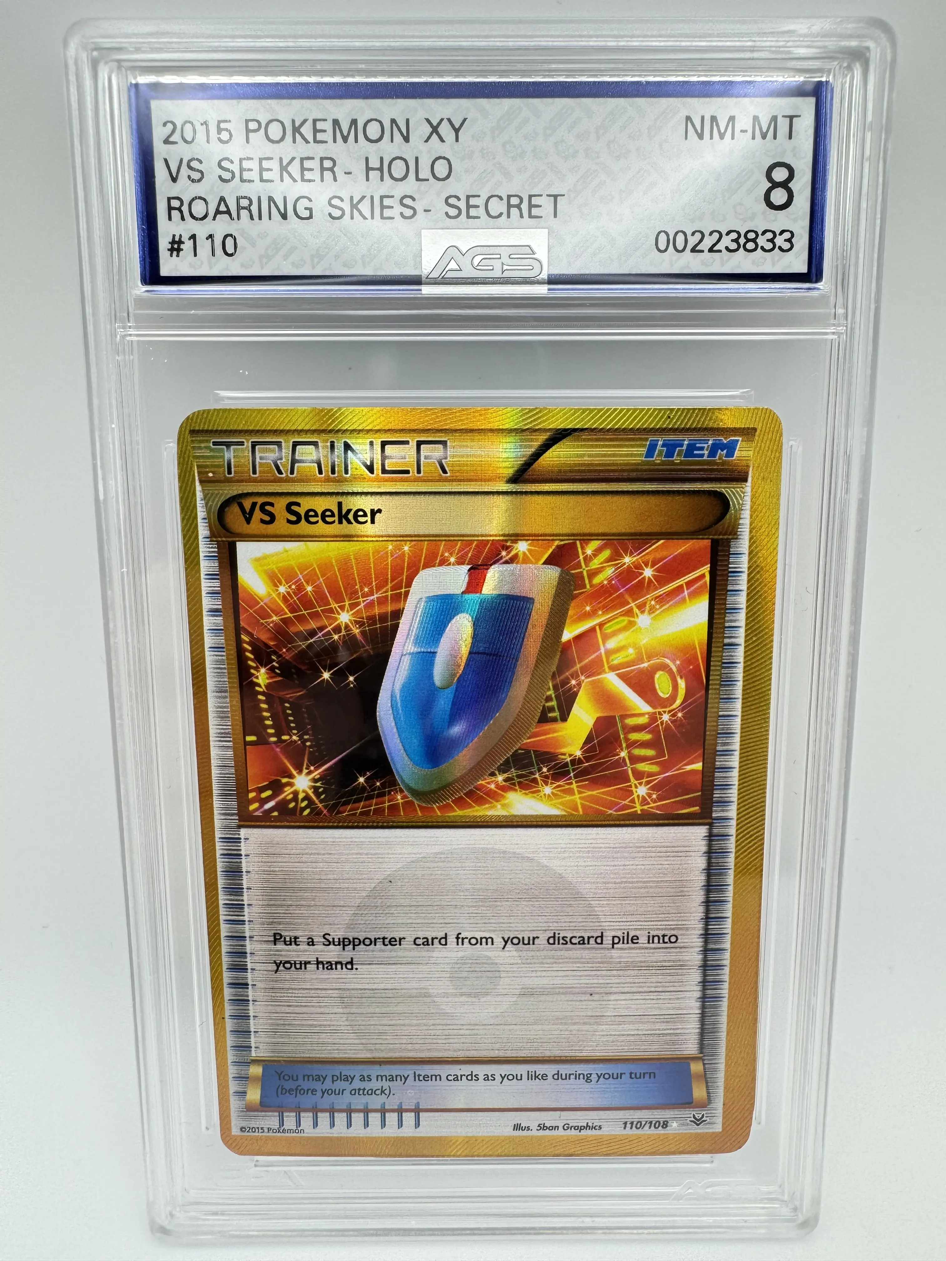 Graded AGS 8 VS Seeker 2015 Roaring Skies 110 Holographic Pokemon Card -  TikTok Shop