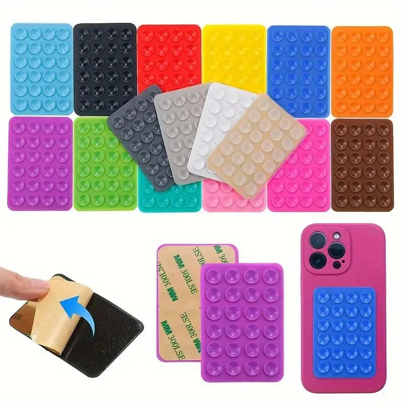 Silicone Phone Suction Cups, 18pcs/box Universal Adhesive Stick Grip for Cellphone Flat Panel Cases, Reusable Washable Mounts for Phone Decor & Holder Accessories, Vacuum Phone Holder, Phone Accessory, Smartphone Accessories