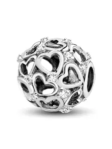 1Pc New Design Heart Hollow Diamond Beaded Charm DIY Jewelry Making Kit Dainty Fashion Jewelry Suitable for Bracelet Creative Craft Material Holiday Gift Pendant Women Birthday Gift Daily Wear Accessories Heart Charm Decor