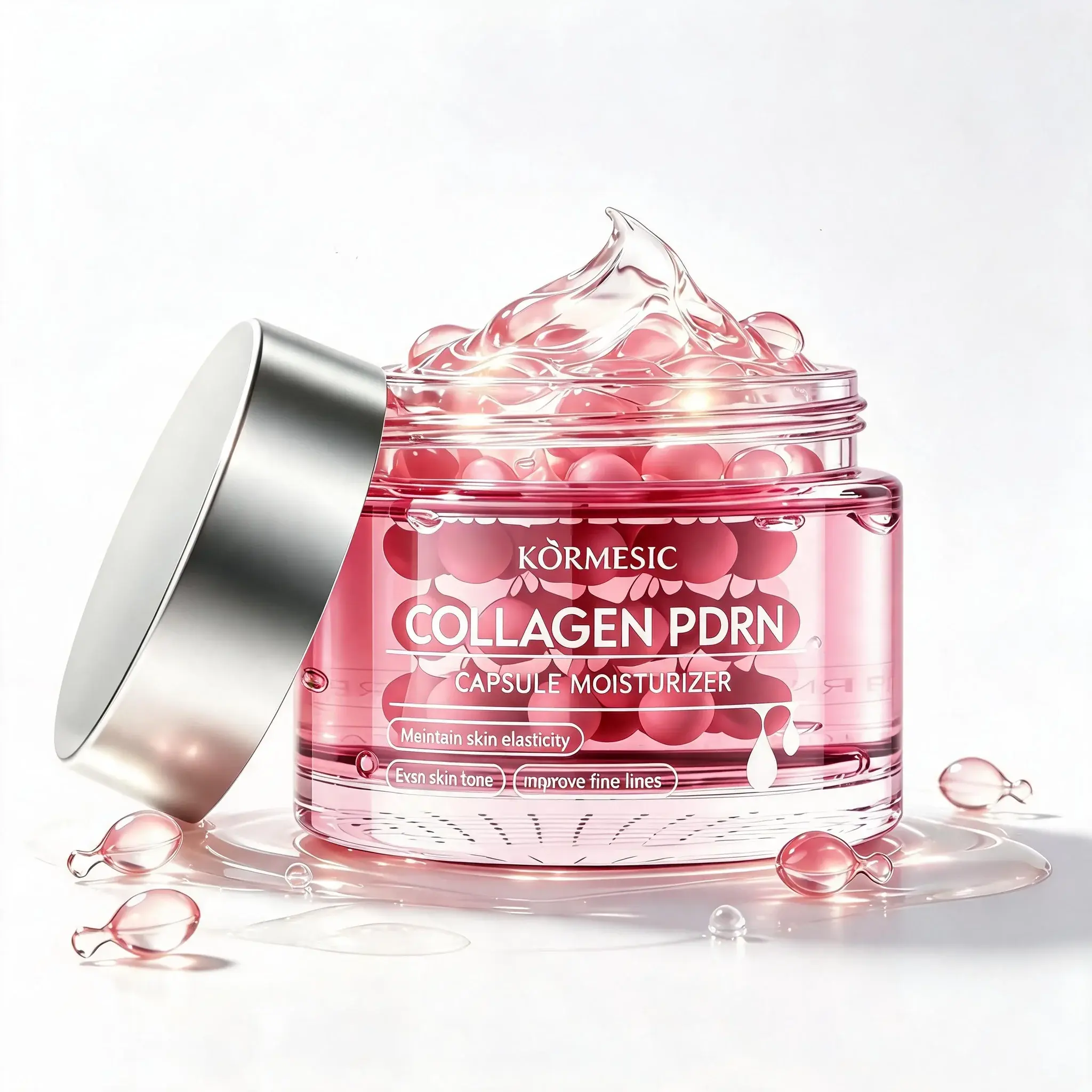 Collagen PDRN Capsule Cream - Daily Mild Pink Facial Moisturizer with Niacinamide, Lightweight Formula to Hydrate Skin for Smooth Dewy Look, 18-Month Shelf Life
